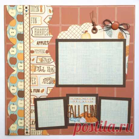 Fall Fun Pre Made 1 Page 12x12 Scrapbook от GLOwormpaperdesigns