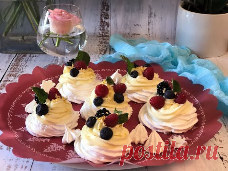 Нежнейший десерт Павлова с лимонным курдом и кремом из маскарпоне