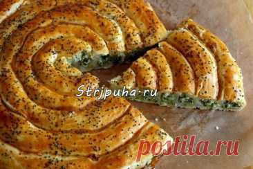 Пирог серпантин с зеленым луком — Готовим дома