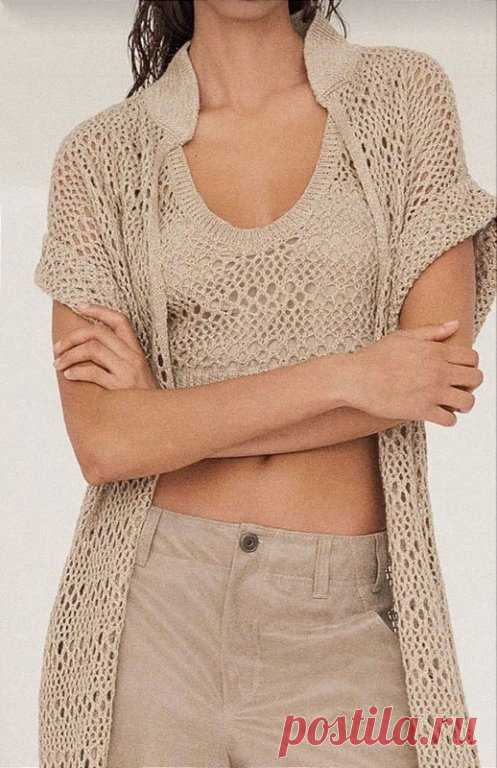 Сетчатый узор для топа и кардигана