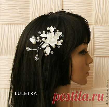 Купить SV Свадебный гребень в прическу невесты. ---С Орхидеей - заколка с цветами, заколка с розами