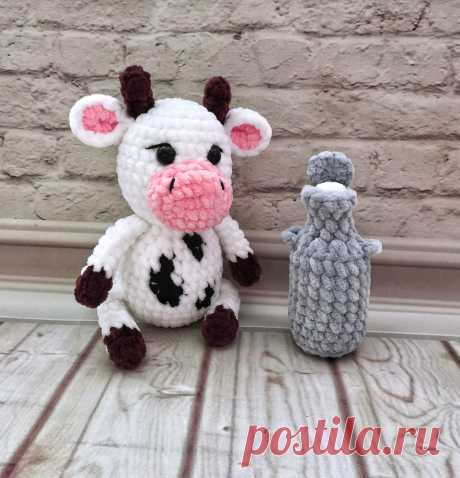 PDF Бычок Малышок крючком. FREE crochet pattern; Аmigurumi animal patterns. Амигуруми схемы и описания на русском. Вязаные игрушки и поделки своими руками #amimore - корова, коровка, телёнок, плюшевый бык, бычок из плюшевой пряжи.