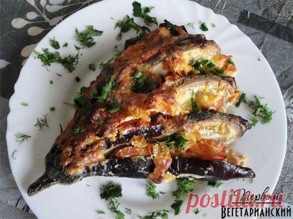 Удивите родных, приготовив красивое и вкусное блюдо - Баклажаны с сыром и чесноком 