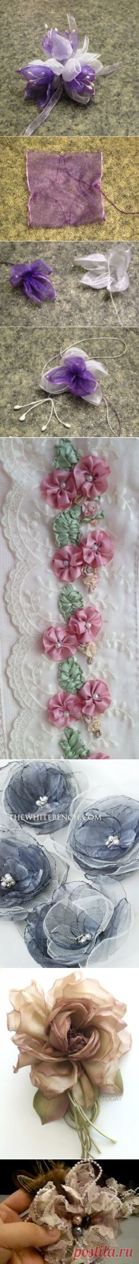 Ribbon flowers в Pinterest