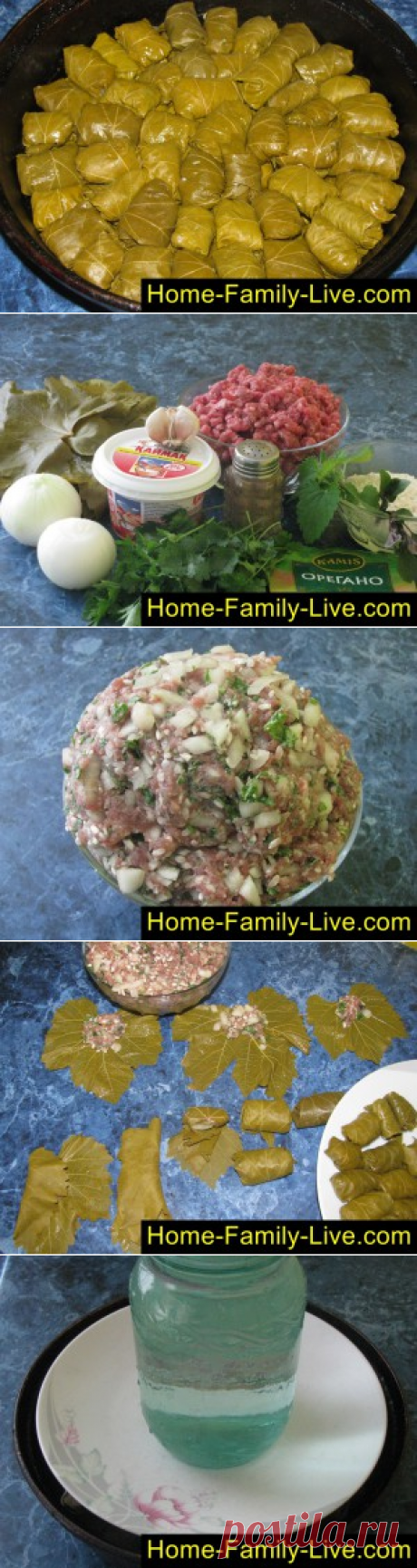 Долма - пошаговый фоторецепт - голубцы в виноградных листьяхКулинарные рецепты