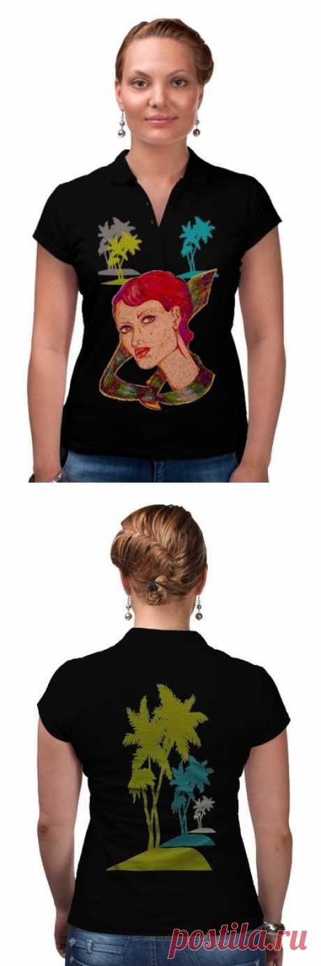 Рубашка Поло (Женская) &quot;Девушка в галстуке.&quot; от Printissimo - Printio