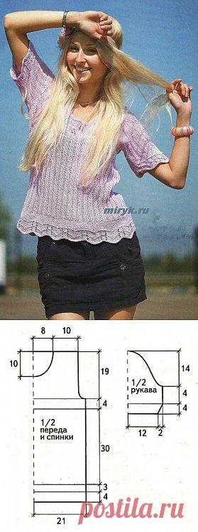 Пуловер «Lolita» с ажурной каймой спицами