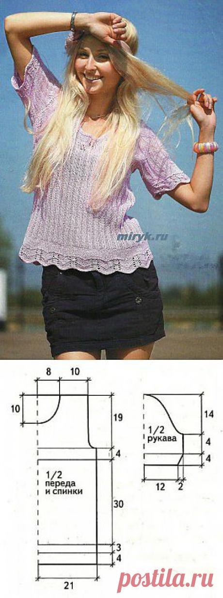 Пуловер «Lolita» с ажурной каймой спицами