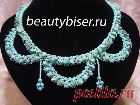 колье из бисера «Бирюзовые волны»