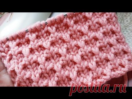 Вяжем 3d соты спицами🌷knitting pattern.