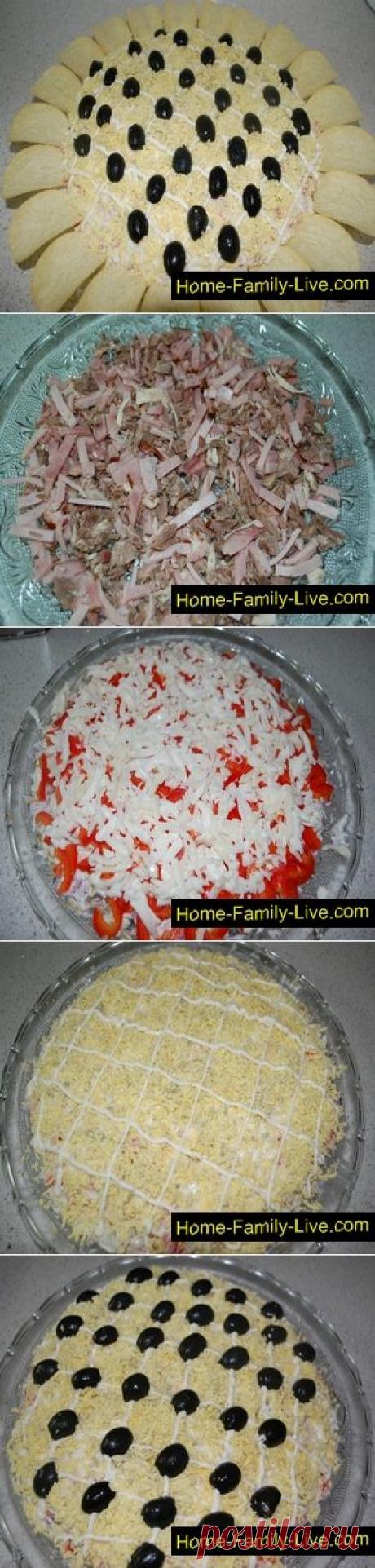 Салат Подсолнух - пошаговый рецепт с фотоКулинарные рецепты