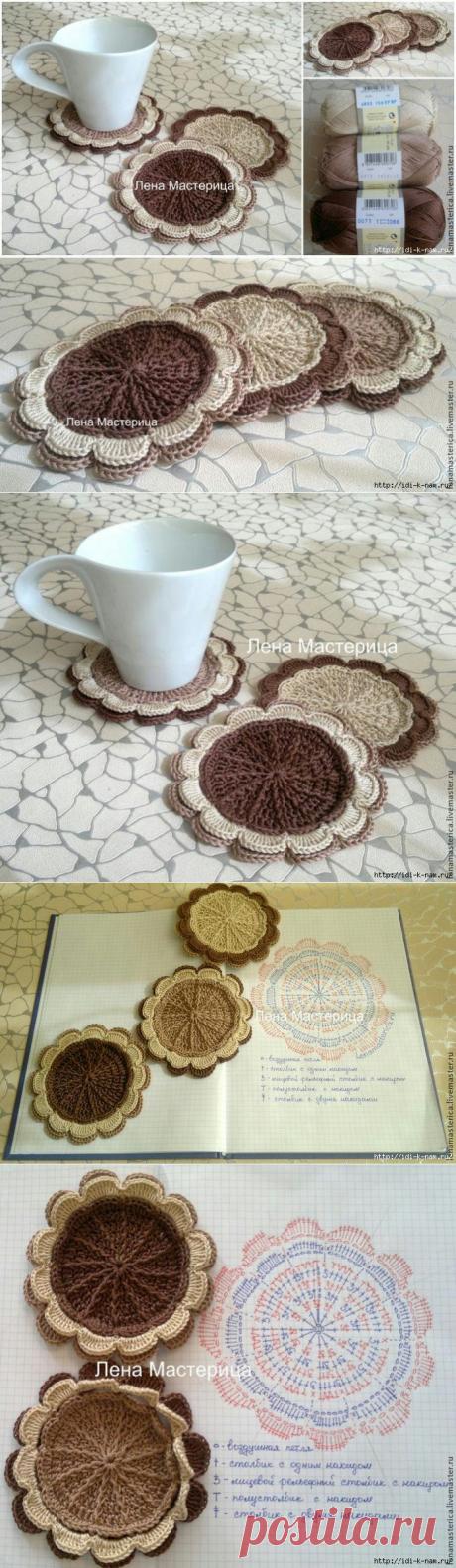 вязаные подставки под чашки