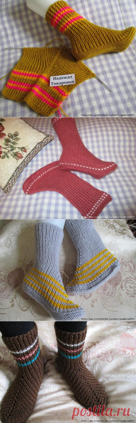 Носки на 2-х спицах от Надежды Токаренко