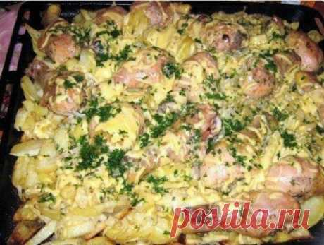 картошка с мясом в духовке