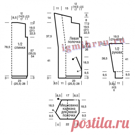 Теплое пальто с широкими планками из «кос». Вязание спицами