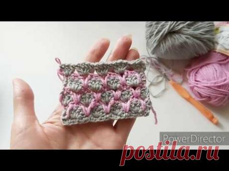 МК узор крючком,мк двухцветный узор крючком, двусторонний узор крючком