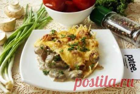 Куриная печень с грибами в сметане - рецепт с фотографиями