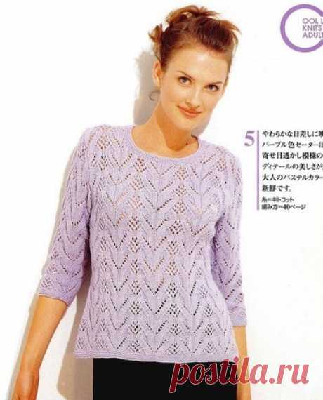 Пуловер с рукавами 3 4 спицами. Вязаные кофты с коротким рукавом спицами