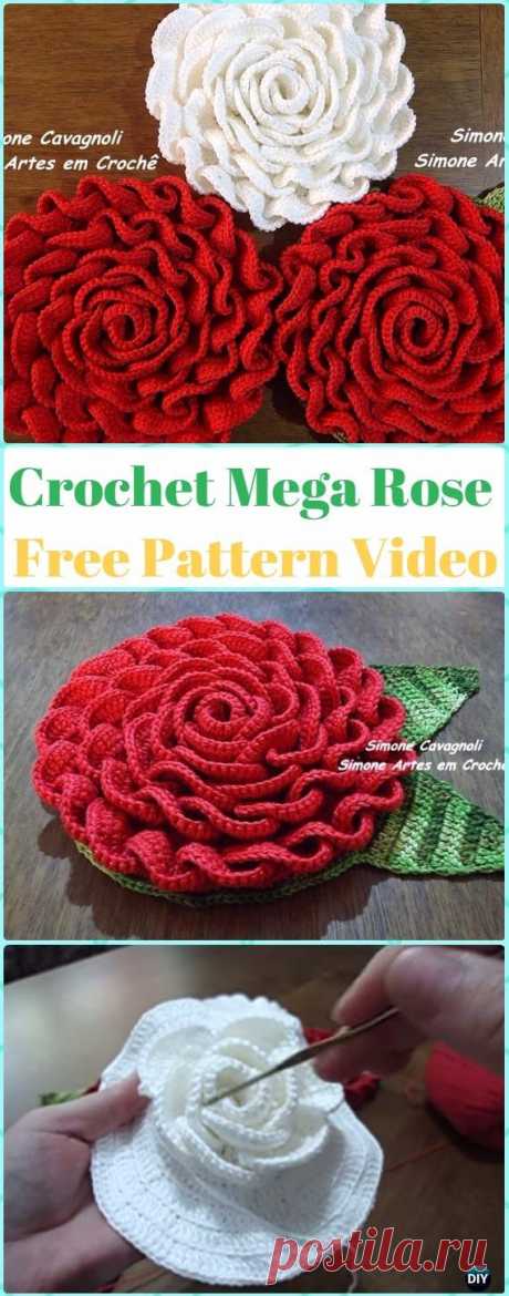 Вязание крючком 3D Rose Flowers Бесплатные шаблоны и учебники