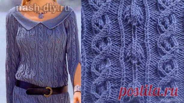Источник http://nash-diy.ru/uzory-vjazanija/uzory-spicami/631-azhurnye-dorozhki-i-obemnye-listochki-uzory-spicami.html