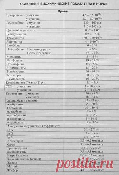 Нормы анализов. Сохраните себе!