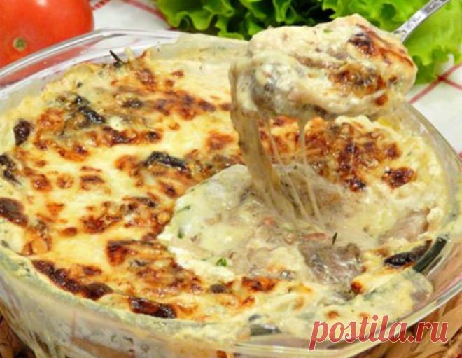 Грибная сливочно-сырная запеканка 
