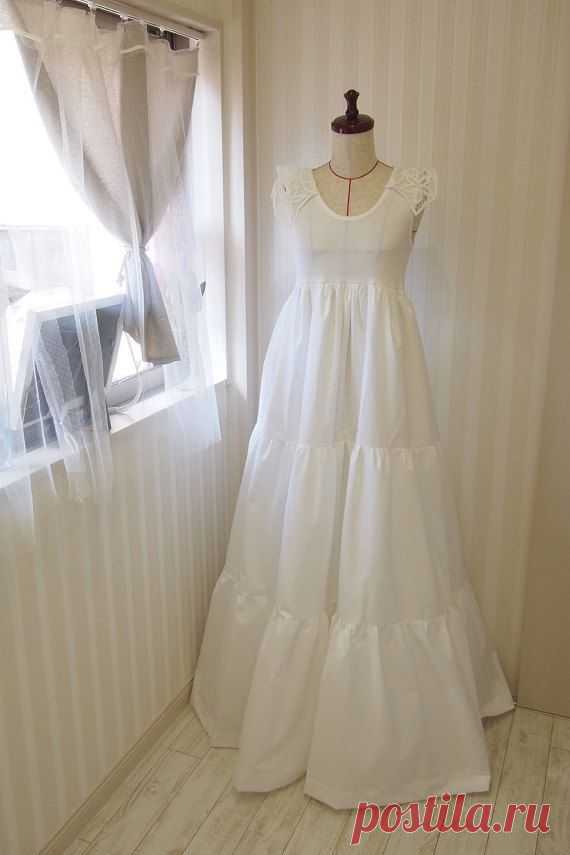 Белый крючком воротник хлопок DressSleevelessMaxi слой от rbsalon