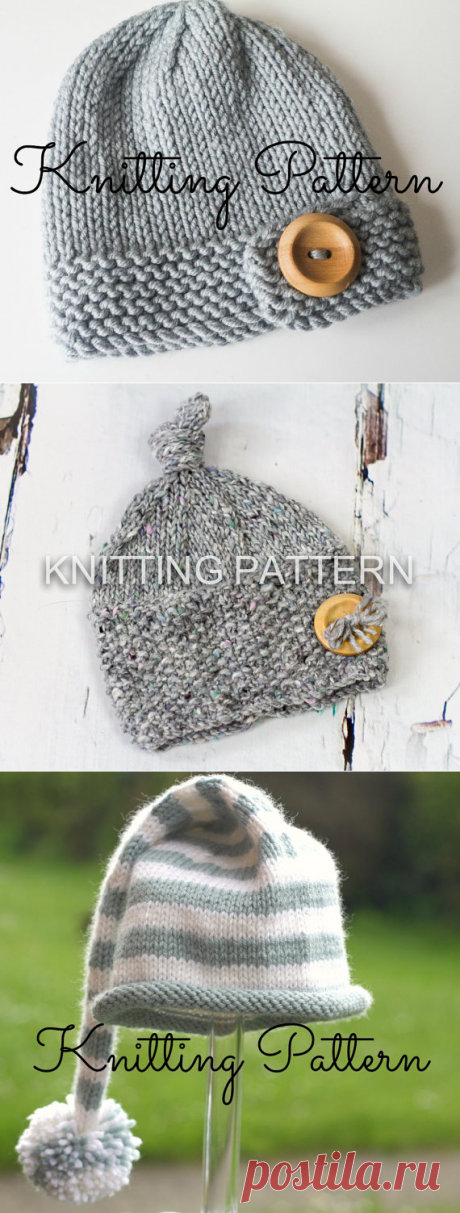 Шапочки из толстой пряжи для малышей. Быстро и просто. Идеи из Англии. Без описания.