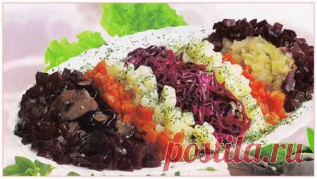 Винегрет с грибами и краснокочанной капустой | Четыре вкуса