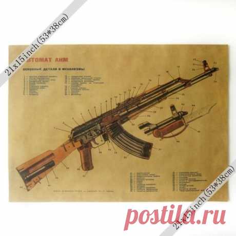 Автомат Калашникова, АК 47, Ретро постер, плакат для интерьера