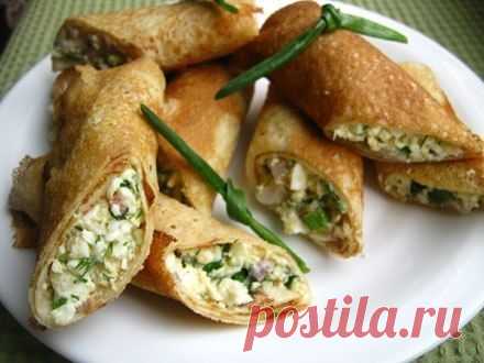 Блины с салатом из селедки