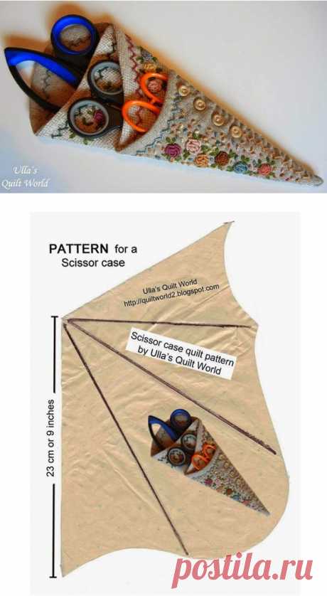 Neat idea - scissor pouch for 2! Pattern. | Sewing