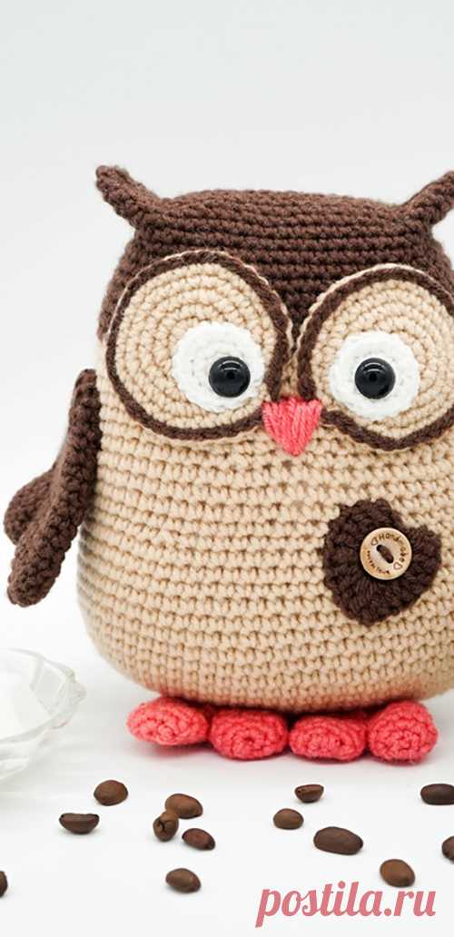 PDF Сова крючком. FREE crochet pattern; Аmigurumi toy patterns. Амигуруми схемы и описания на русском. Вязаные игрушки и поделки своими руками #amimore - сова, совушка, совёнок, птица, птичка.