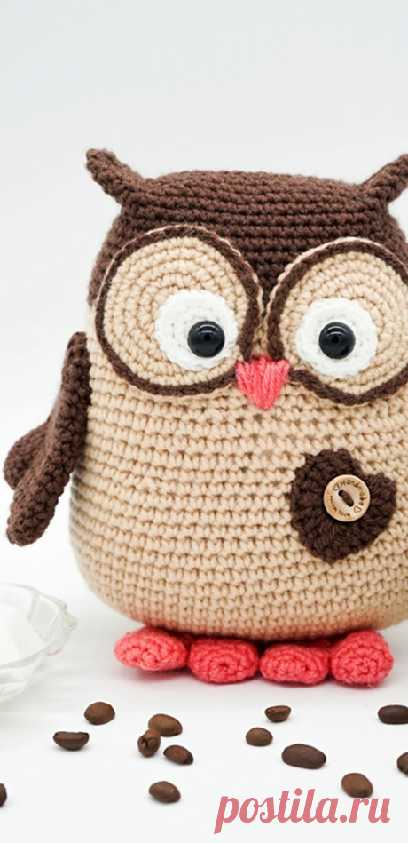 PDF Сова крючком. FREE crochet pattern; Аmigurumi toy patterns. Амигуруми схемы и описания на русском. Вязаные игрушки и поделки своими руками #amimore - сова, совушка, совёнок, птица, птичка.