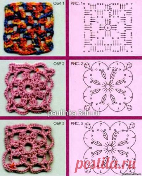 Схемы вязания мотивов - Схемы для вязания - Уроки вязания крючком - Вязание крючком, мотивы, схемы для вязания крючком