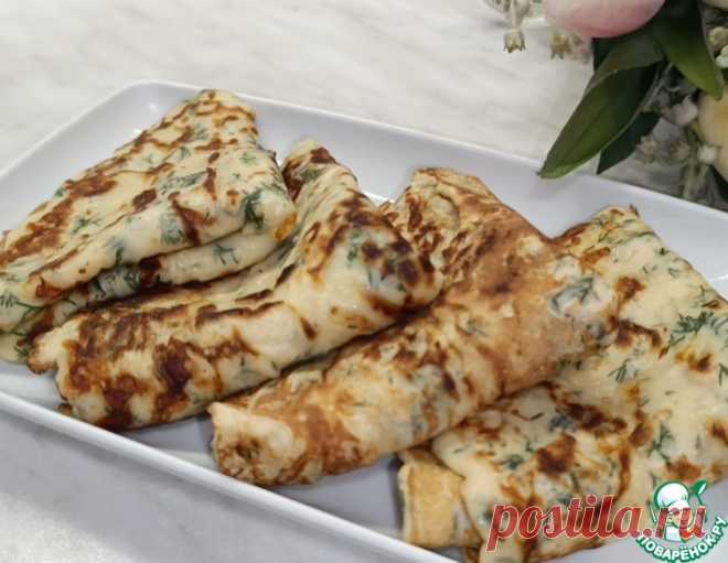 Сырные блины с зеленью – кулинарный рецепт