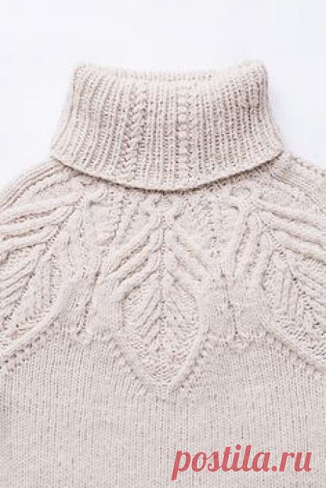 A top-down Quarry yoke patterned with large leaves makes a deeply satisfying knit and a cozy garment that will become a winter favorite. The cabled motif smoothly incorporates some of the yoke increases within the structure of the “veins,” so read the chart closely. Subtle details — unusual hem and cuff treatments combining rib and stockinette; tiny reversible cables carried up from the yoke design into the ribbed turtleneck at the center front — strike just the right notes. Tundra is designe...