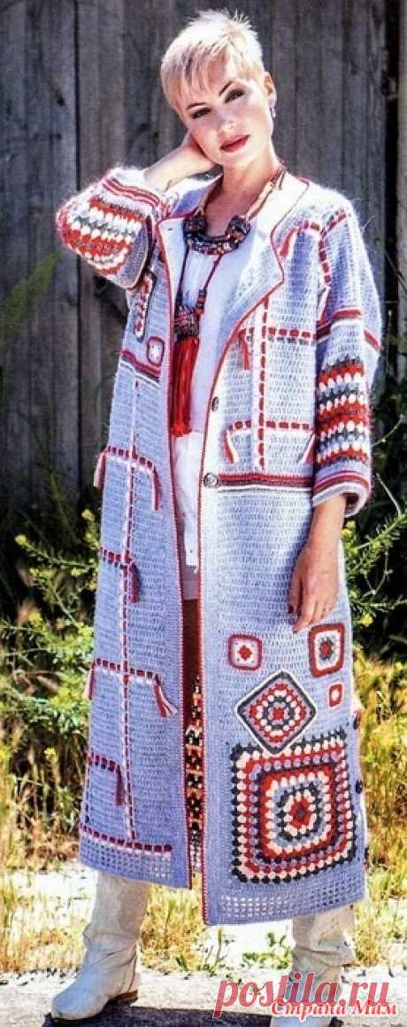 Пальто в стиле бохо. Крючок. Журнал мод 169