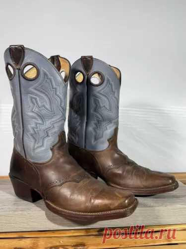 Justin Boots Men’s Cowboy Boots Blue and Brown Size 9 D Style 2675 Made In USA | eBay