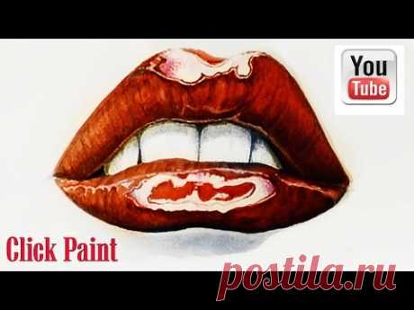 Как нарисовать губы Drawing realistic glossy lips