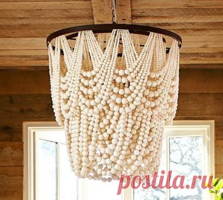 Amelia Indoor/Outdoor Wood Bead Chandelier