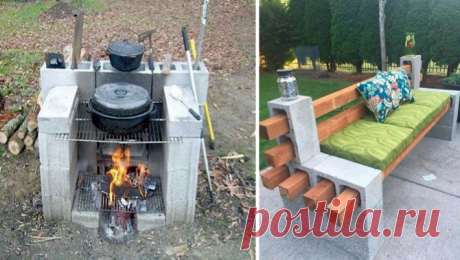 Что можно сделать из бетонных блоков на даче!