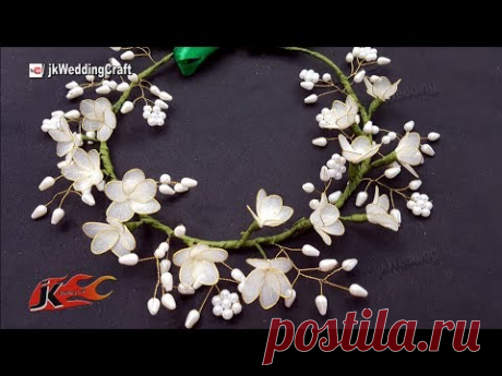 How to make a Wedding Floral Crown / Tiara  | JK Wedding Craft 134