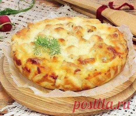 😋Вкусный заливной пирог с курицей и сыром!