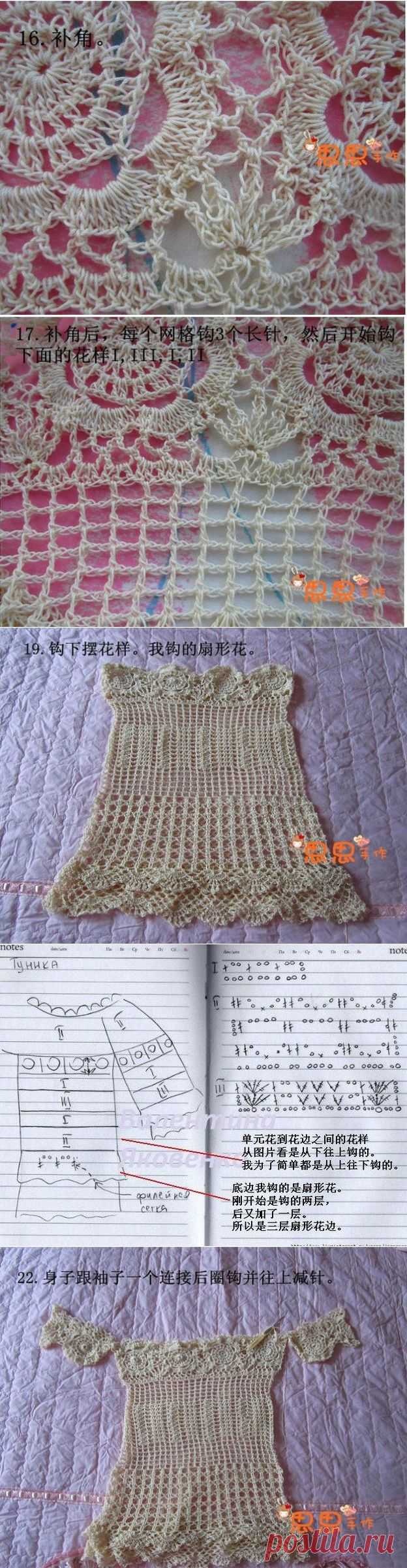 Irish crochet &: Нарядное платье-туника. МК Step by step