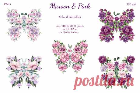 Maroon & Pink - Floral Watercolor Collection on Behance