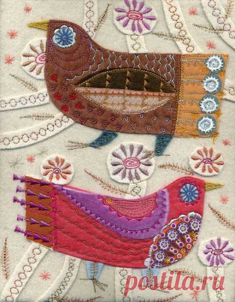 nancy nicholson - embroidery using felt, silk, wool and rayon...