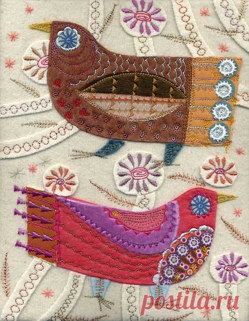 nancy nicholson - embroidery using felt, silk, wool and rayon...
