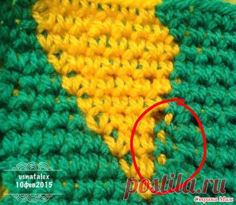 . Смена цвета нити в крючковом жаккарде - Вязание - Страна Мам