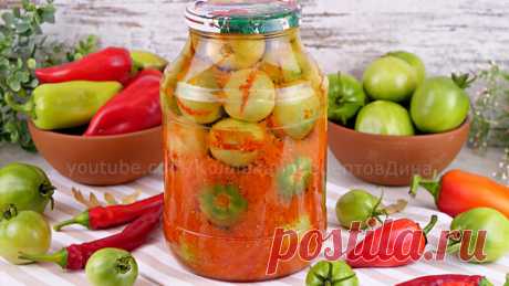 "Остренькая" закуска из маринованных зеленых помидоров с перцем и чесноком на зиму! | Дина, Коллекция Рецептов | Дзен